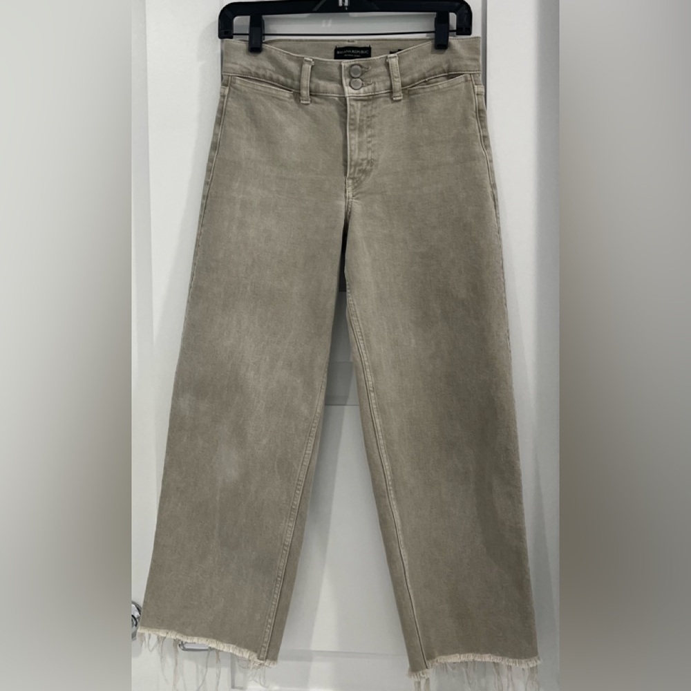 BANANA REPUBLIC PREMIUM DENIM High-Rise Wide Leg Crop, Size 25